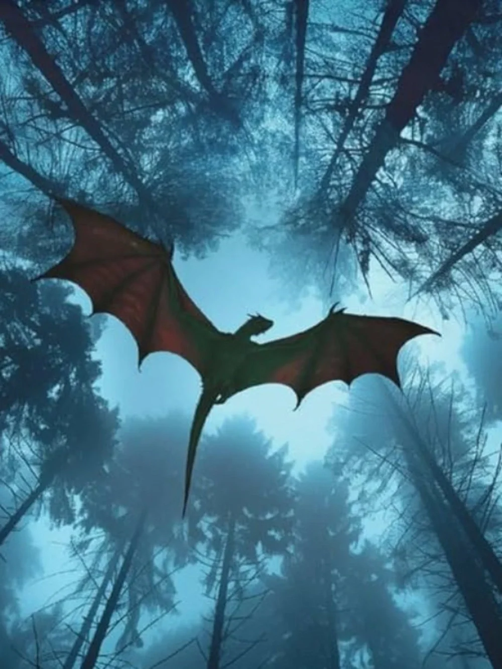 Forest Dragon Tapestry Wall Art - Teal Blue